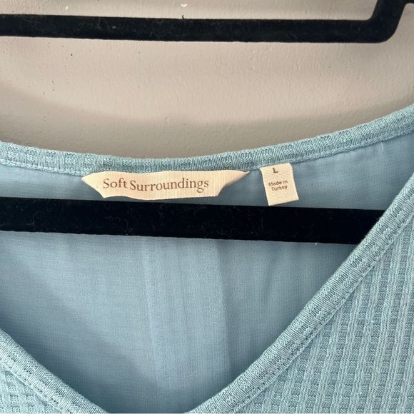 Soft Surroundings Sandpiper Tunic Blue Waffle Knit Short Sleeve Size Large - Picture 5 of 6